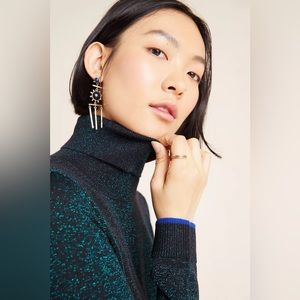 Anthropologie Cobie Shimmer Turtleneck merino wool blend green XS